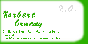 norbert ormeny business card